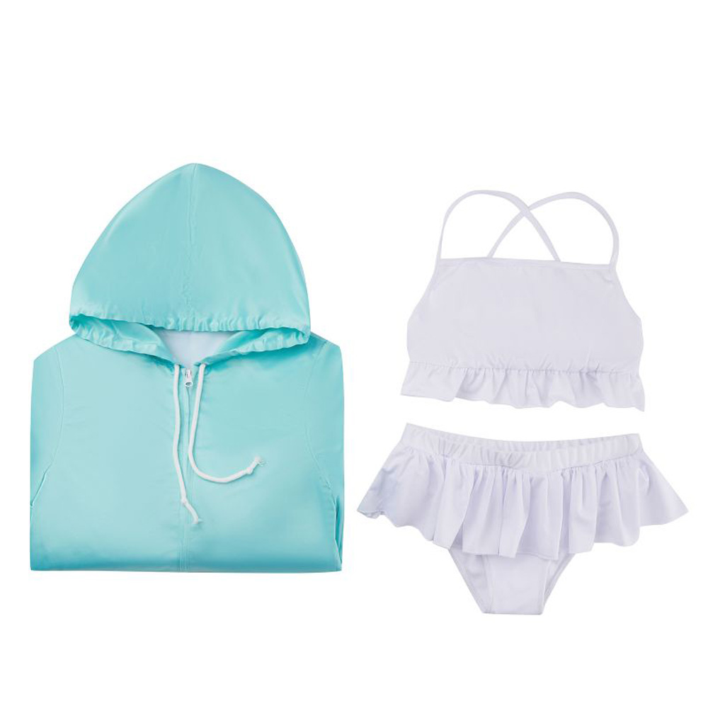 Anime Blue Archive Takanashi Hoshino Cosplay Costume Teal Hoodie Jacket Coat Bikini Swimsuit 