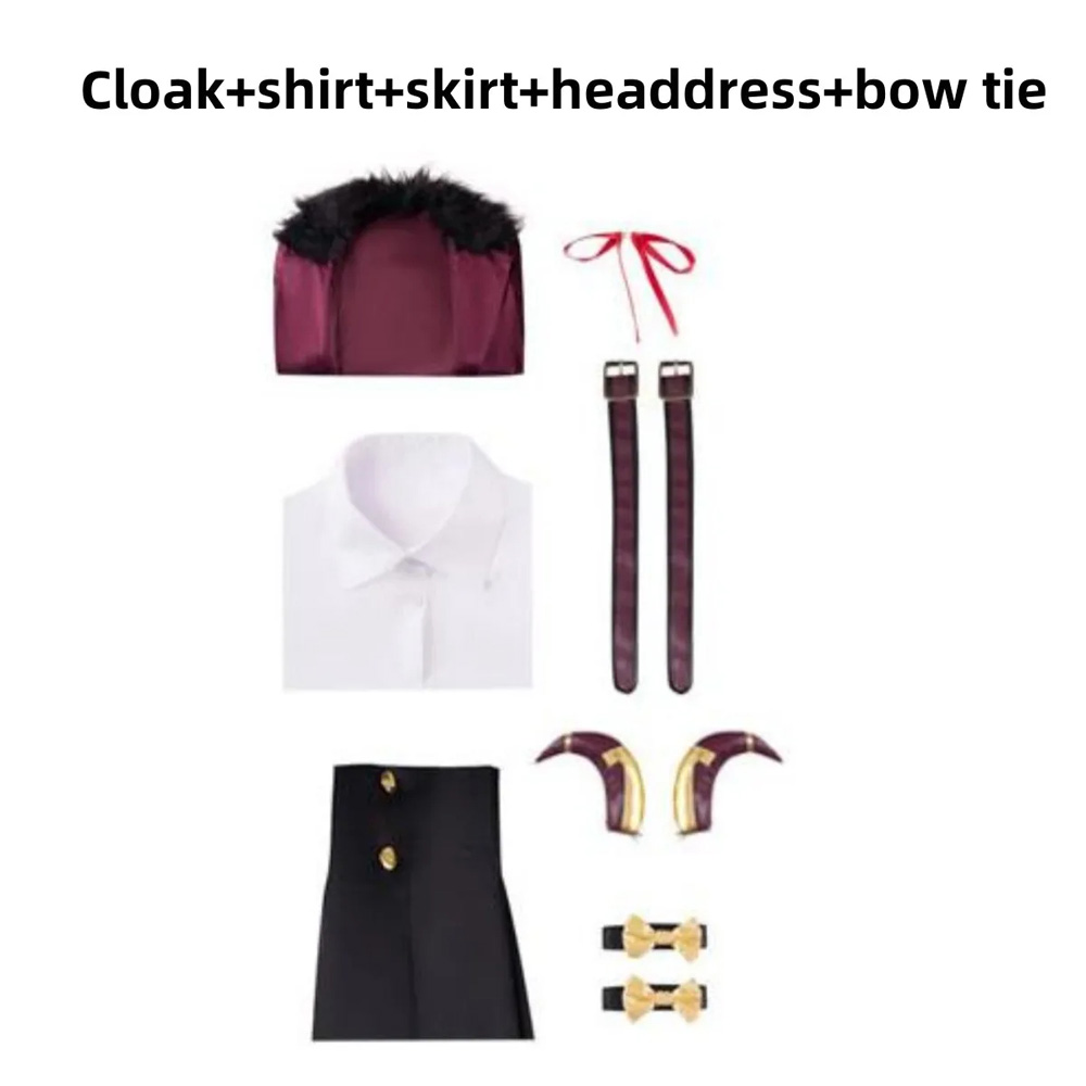Anime Game Blue Archive Rikuhachima Aru Cosplay Costume Wig Woolen Collar Cloak Cape Uniform Skirt 