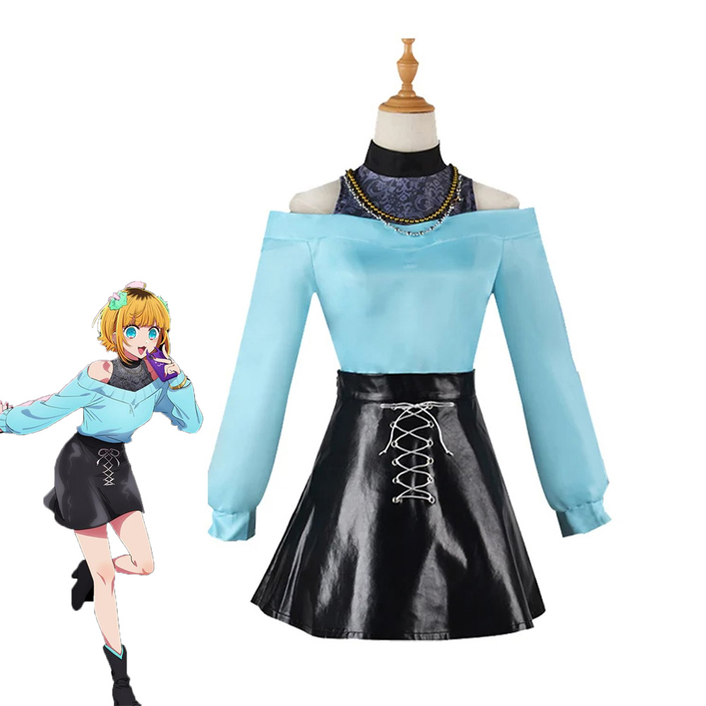 Oshi No Ko Mem Cho Cosplay Costume Blue Dress Outfit Skirt