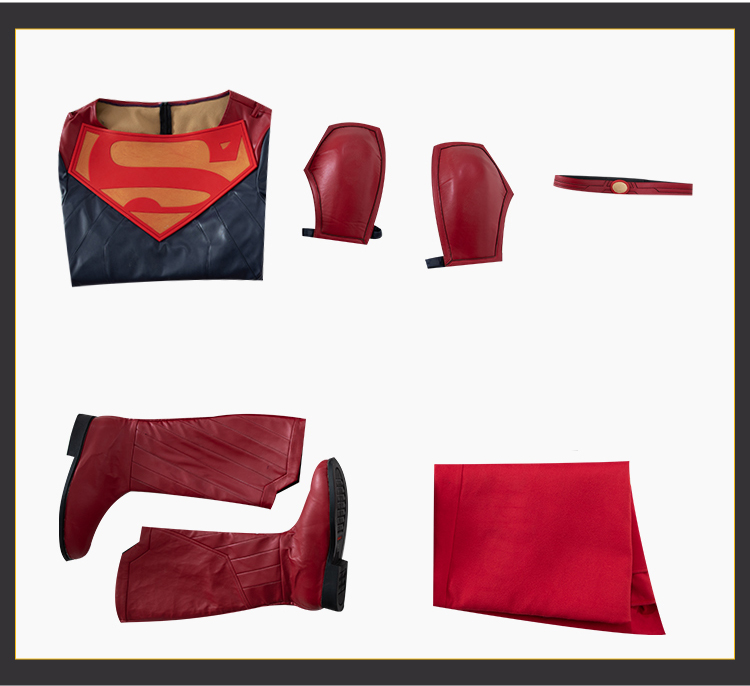  DC Comics Superman Blue Battle Suit Halloween Bodysuit Cosplay Costume Full Set