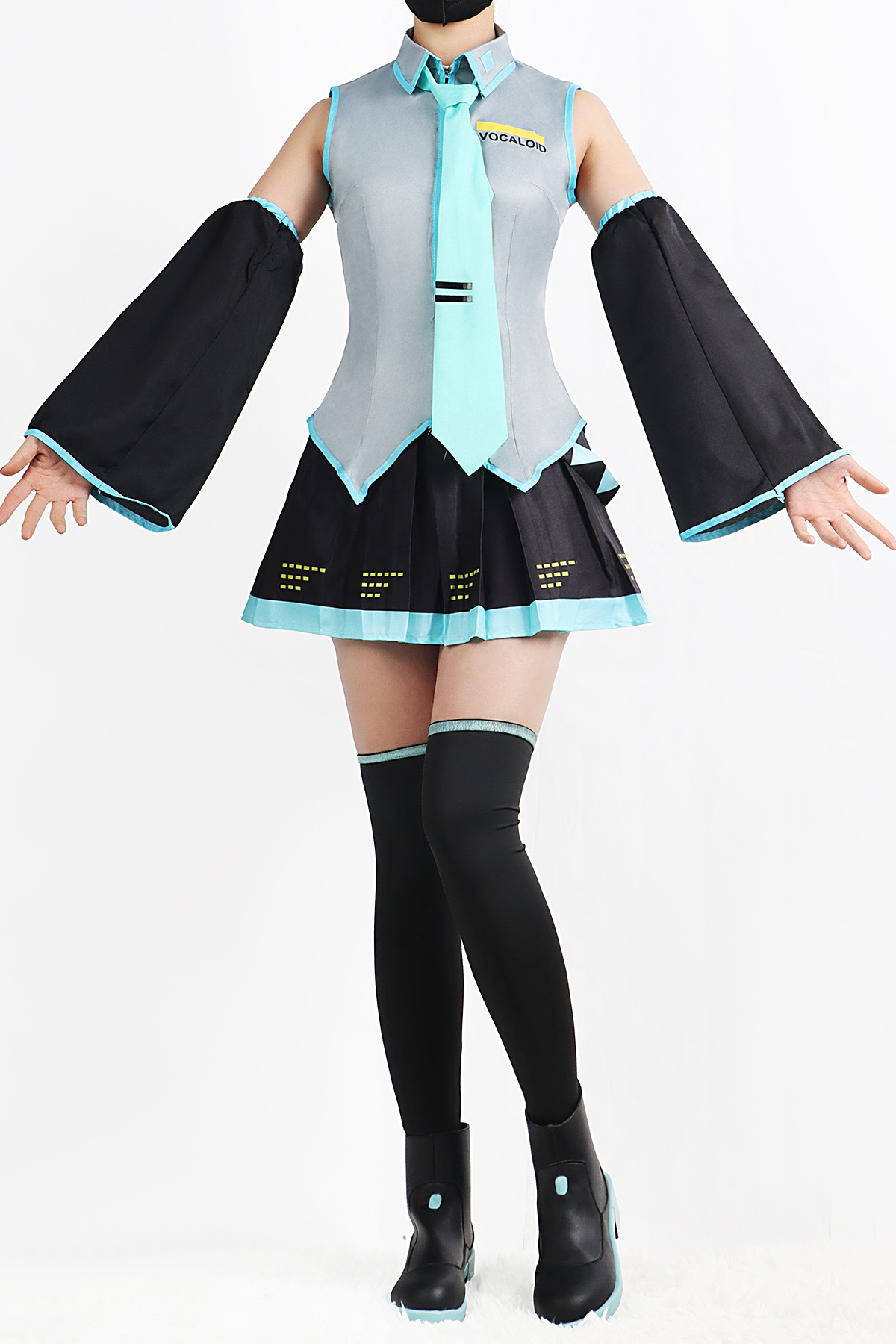 Miku Cosplay Costume Wig Shoes Headwear Japanese Anime Miku Cosplay Accessories Halloween Party Outfit for Women Girls Full Setcosplay