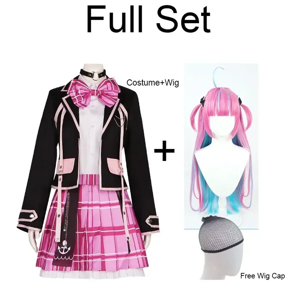 Virtual YouTuber Minato Aqua Cosplay Costume, Vtuber Aqua JK Uniform Skirt, Virtual Halloween Performance Costumes