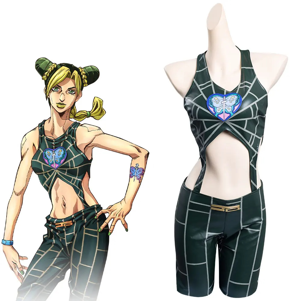 JoJo's Bizarre Adventure Jolyne Cujoh Cosplay Costume Shoes Boots Wigs Full Set 