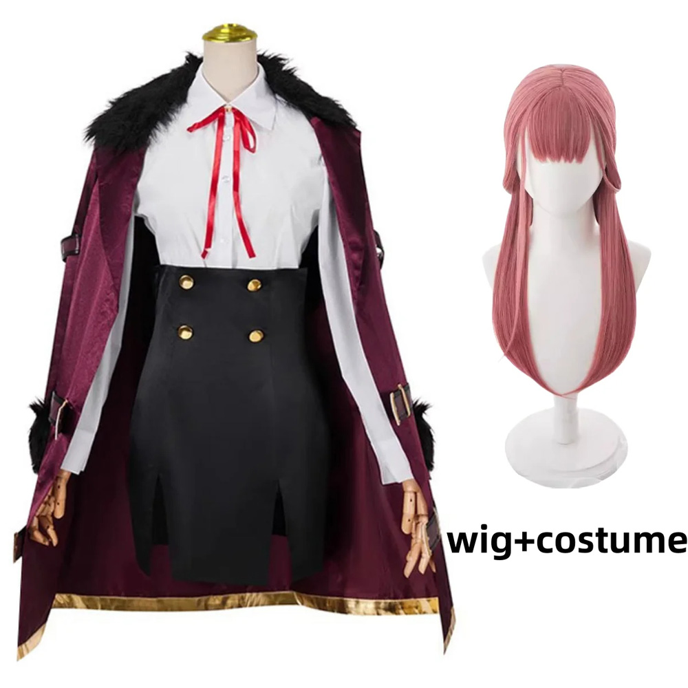 Anime Game Blue Archive Rikuhachima Aru Cosplay Costume Wig Woolen Collar Cloak Cape Uniform Skirt 