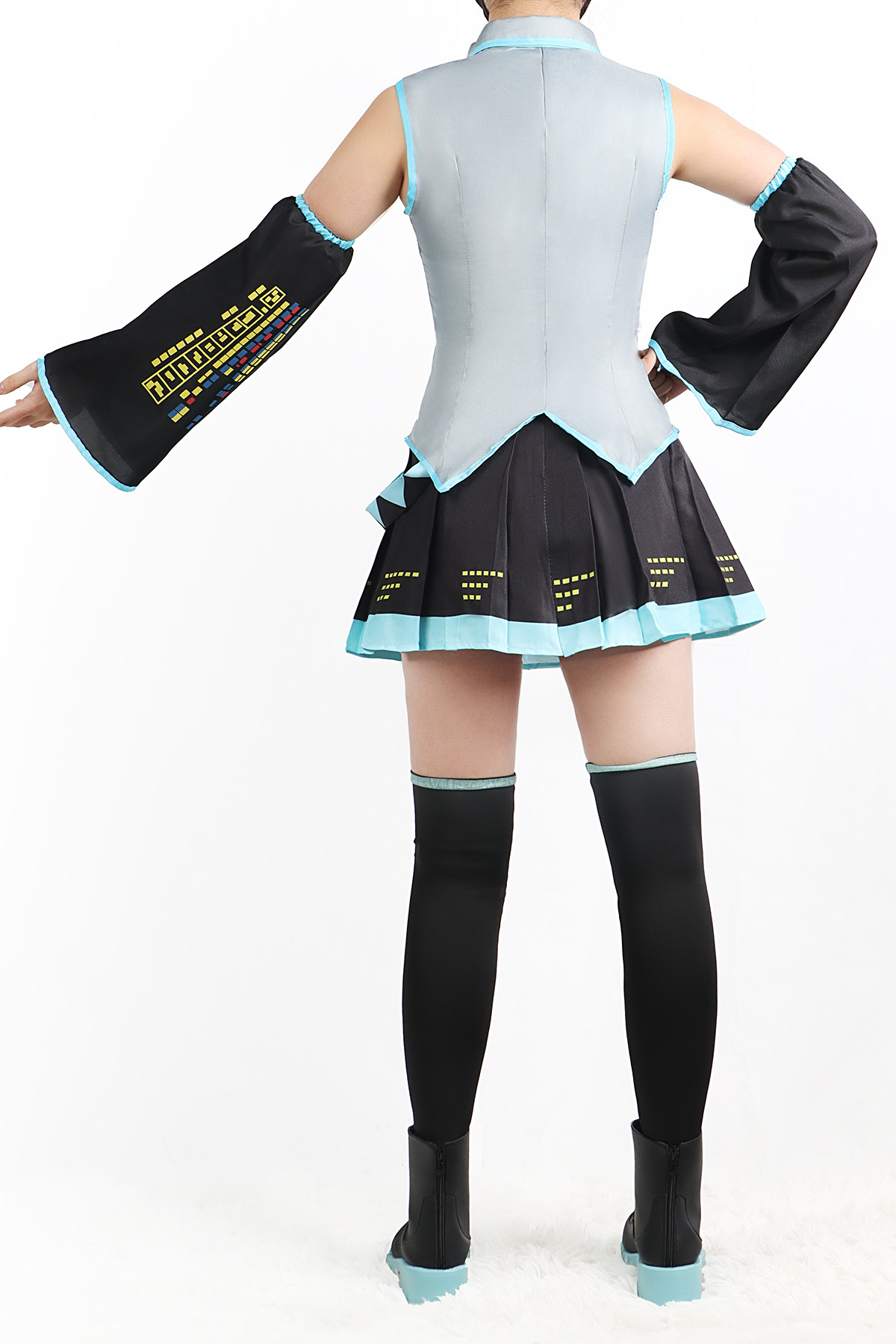 Miku Cosplay Costume Wig Shoes Headwear Japanese Anime Miku Cosplay Accessories Halloween Party Outfit for Women Girls Full Setcosplay