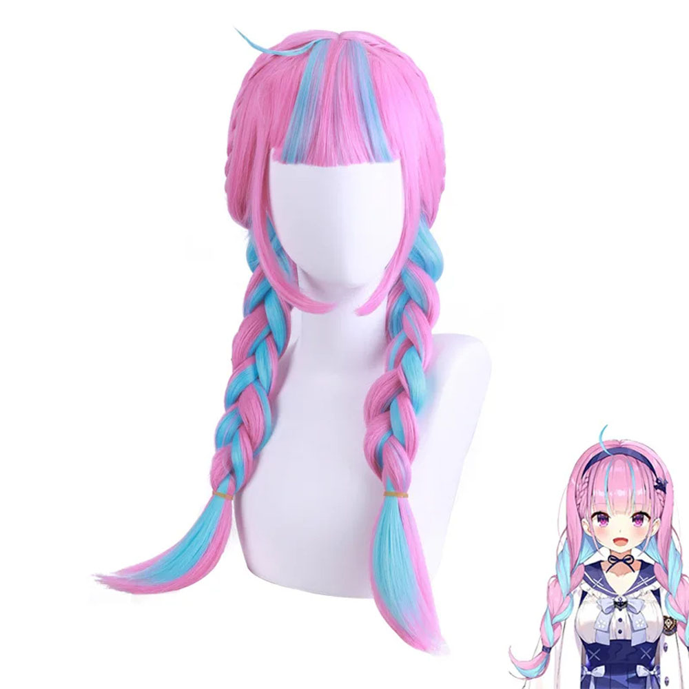 Anime Virtual YouTuber Minato Aqua Carnival Disguise VTuber Hololive Wig JK Uniform Skirt Woman