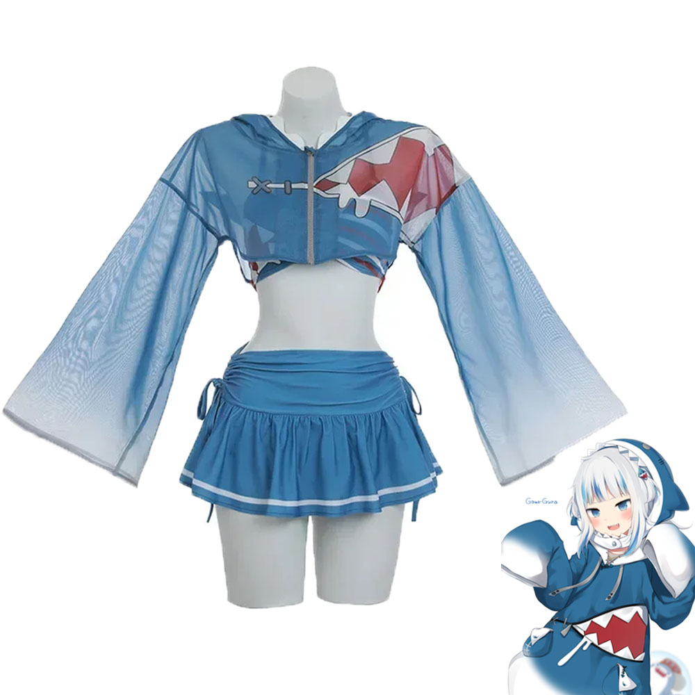 VTuber Hololive Gawr Gura Girls Women Swimsuit Anime Halloween Party Costumes  Beach Swimsuit 
