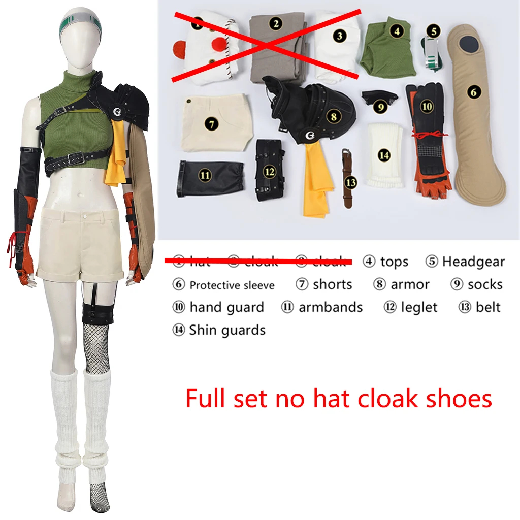Final Fantasy VII Yuffie Kisaragi Cosplay Costume Game FF7 Remake Warrior Outfit Shoes Full Set Women 