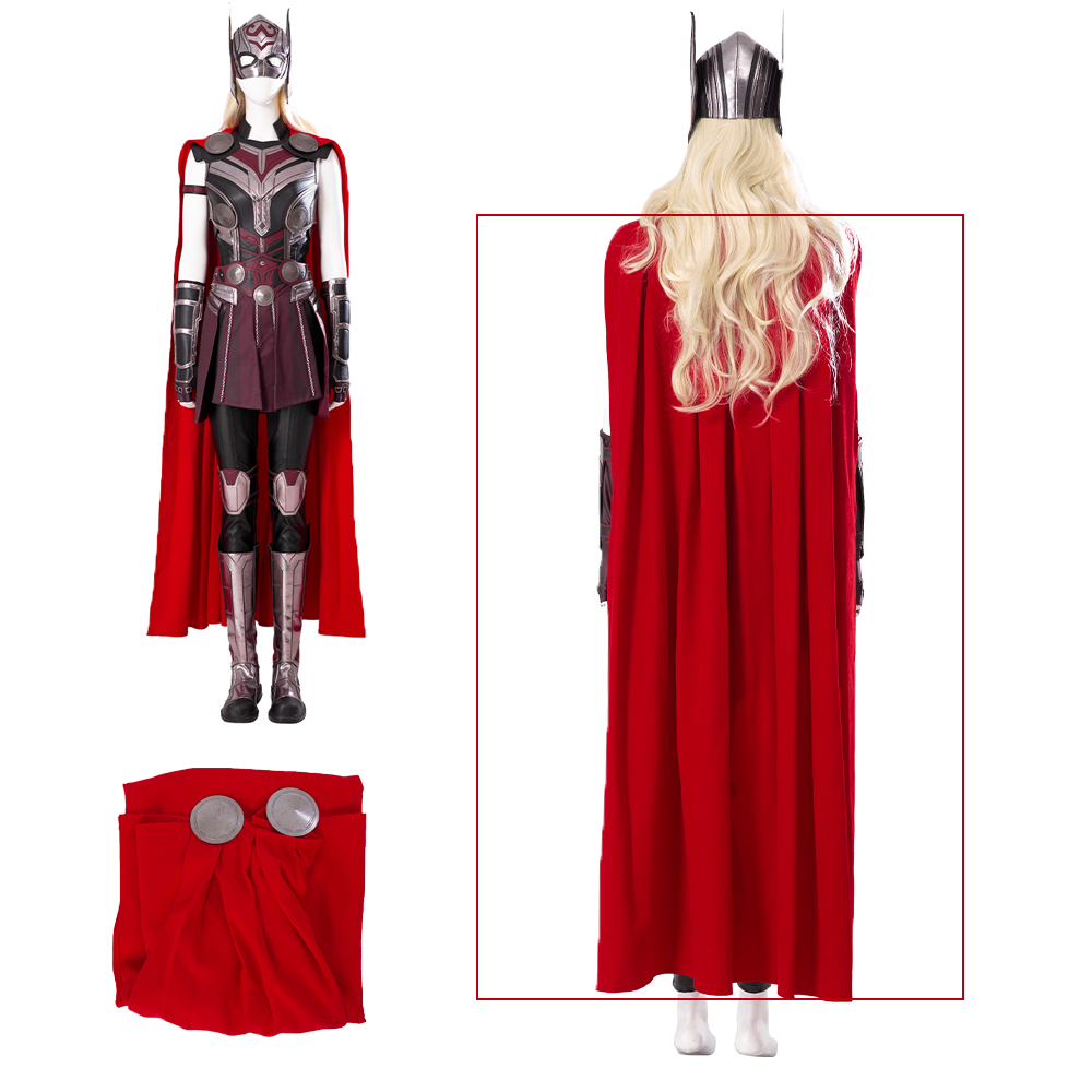 Props Red Cloak Thor Love And Thunder Female Jane Foster Battle Suit Halloween Cosplay Costume M20220486