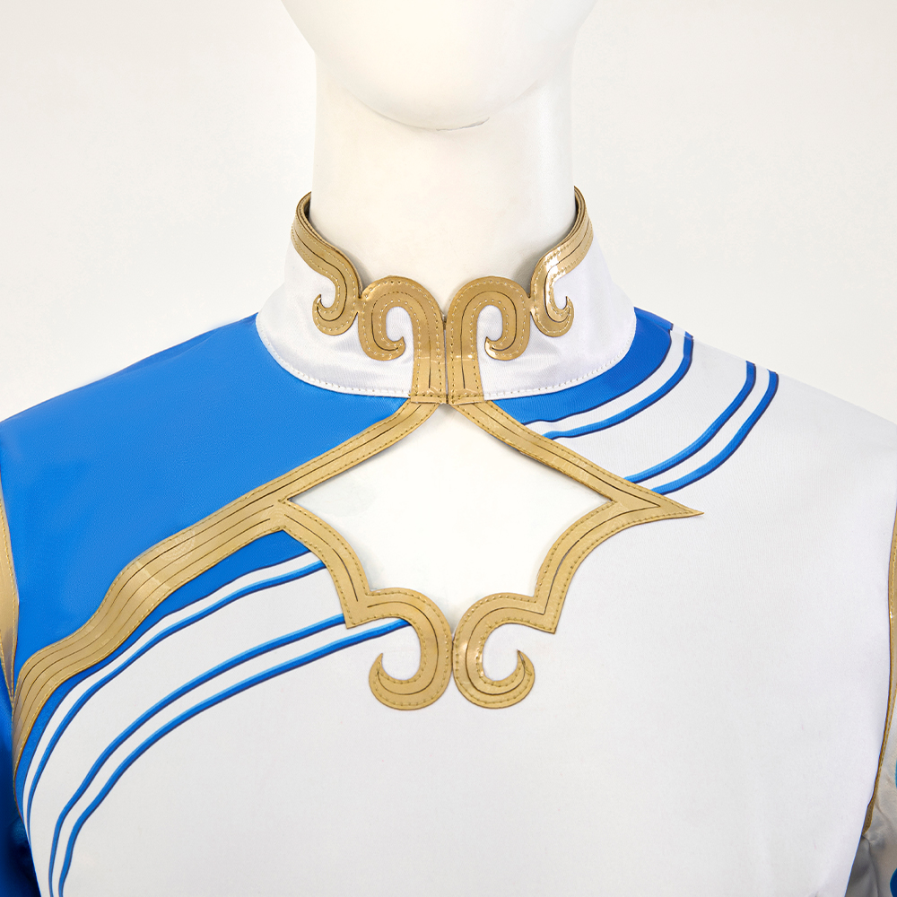 Game Street Fighter ChunLi cheongsam ,Pants ,Head rope, Stud earrings,Shoes,Cosplay Costume 