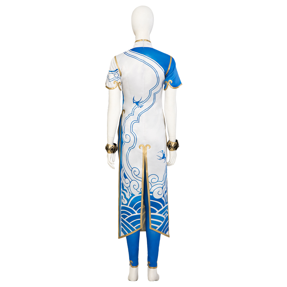 Game Street Fighter ChunLi cheongsam ,Pants ,Head rope, Stud earrings,Shoes,Cosplay Costume 