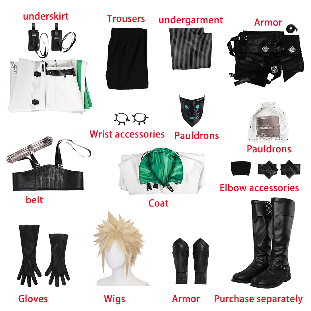 Final Fantasy Cloud Strife Cosplay Costume Wig Full Set M20240697