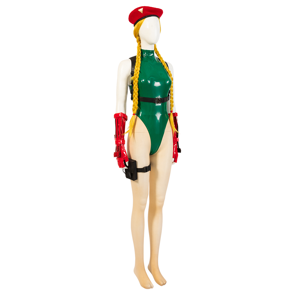 Cammy White Street Fighter Bikini,Gloves ,Strap assembly, Leg pack ,Leg sleeves, Hat ,Bracers,Wig, Suit Cosplay Costume No stockings