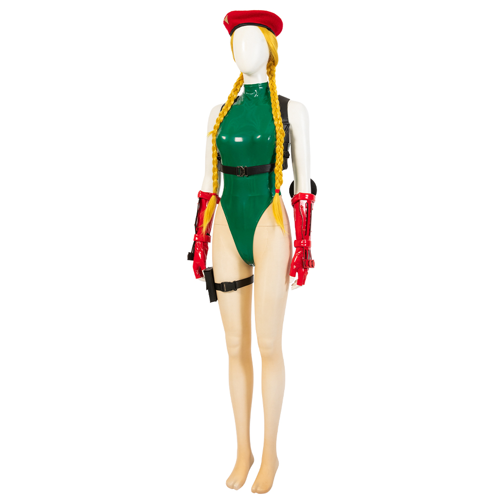 Cammy White Street Fighter Bikini,Gloves ,Strap assembly, Leg pack ,Leg sleeves, Hat ,Bracers,Wig, Suit Cosplay Costume No stockings