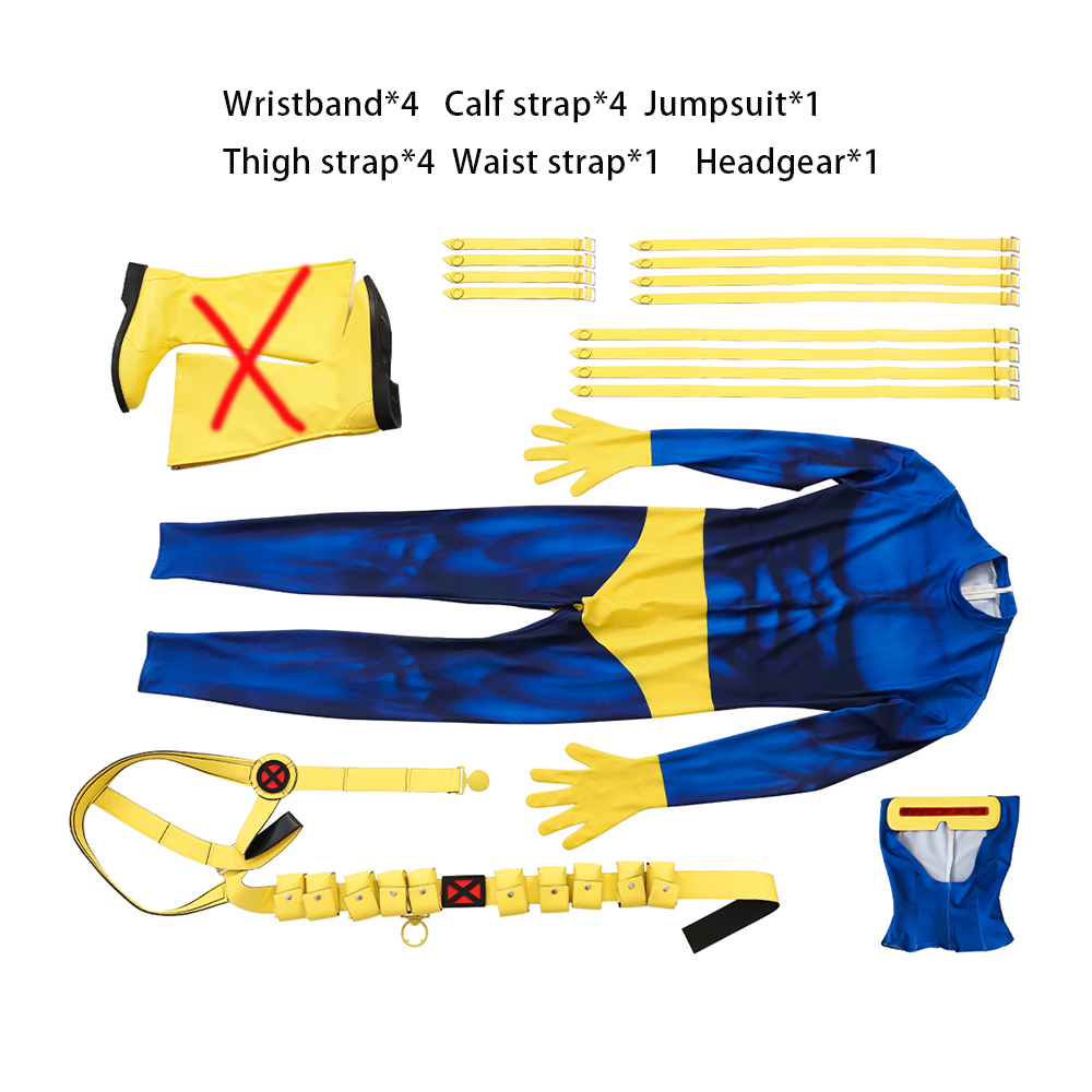 Movie X-Men 97 Cyclops Cosplay Costume Scott Summers Halloween Carnival Jumpsuit Suit Not Boots