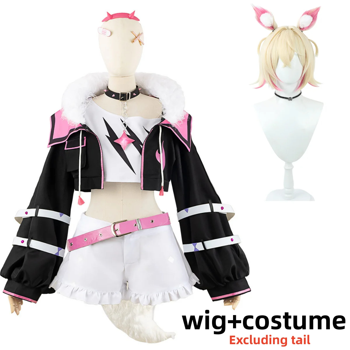 Anime Virtual YouTuber Mococo Abyssgard Cosplay Costume Wig Jacket Complete Woman Sexy Carnival Suit
