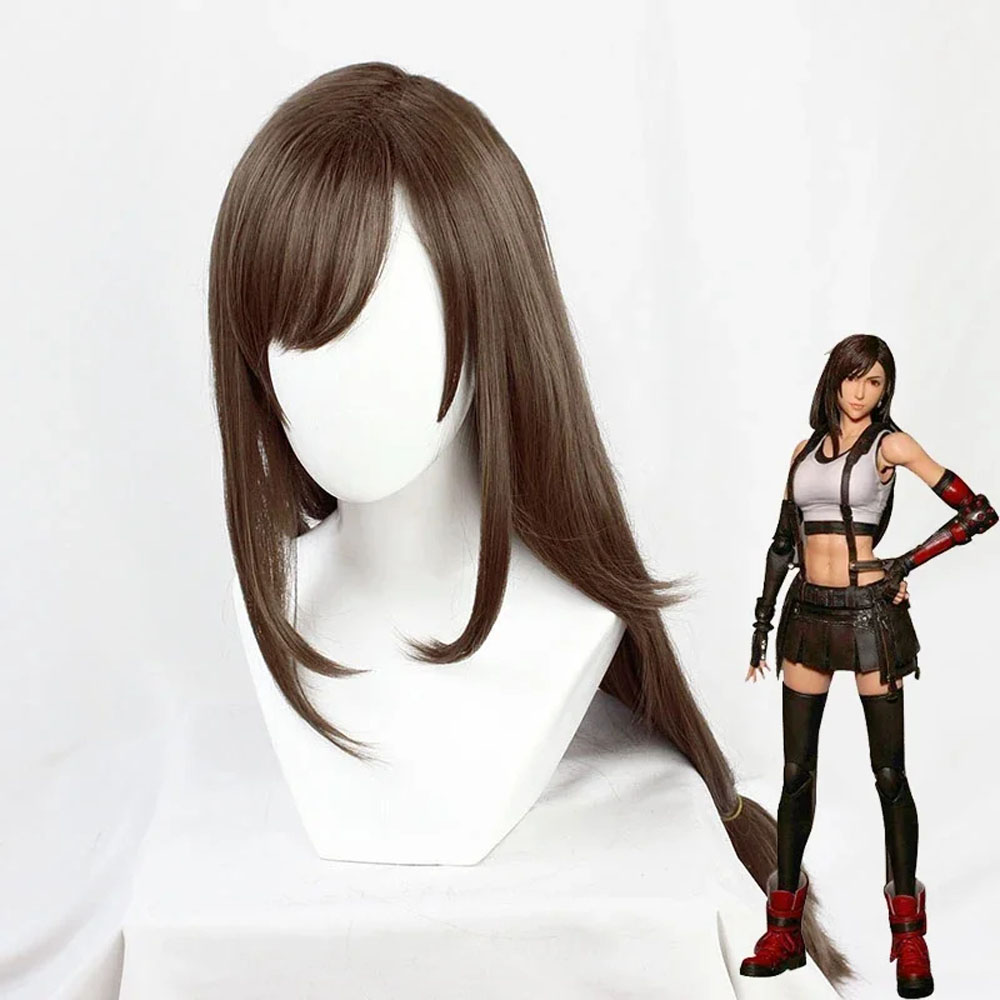 Final Fantasy VII Tifa turnart cosplay costume women dress wig Black Brown