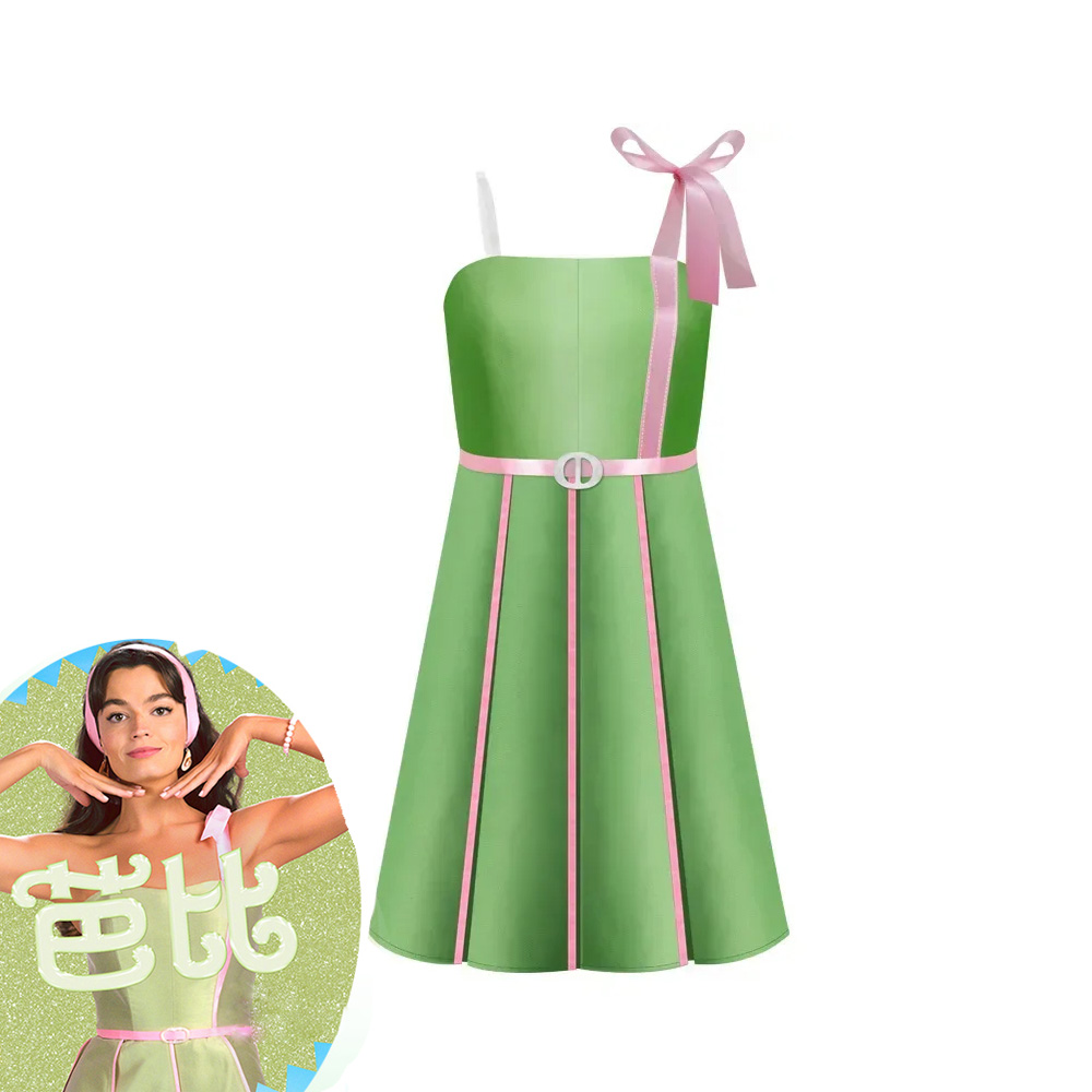 New Movie Barbie Bikini Swimwear Green Dress summer beach party Women Cosplay Costume 