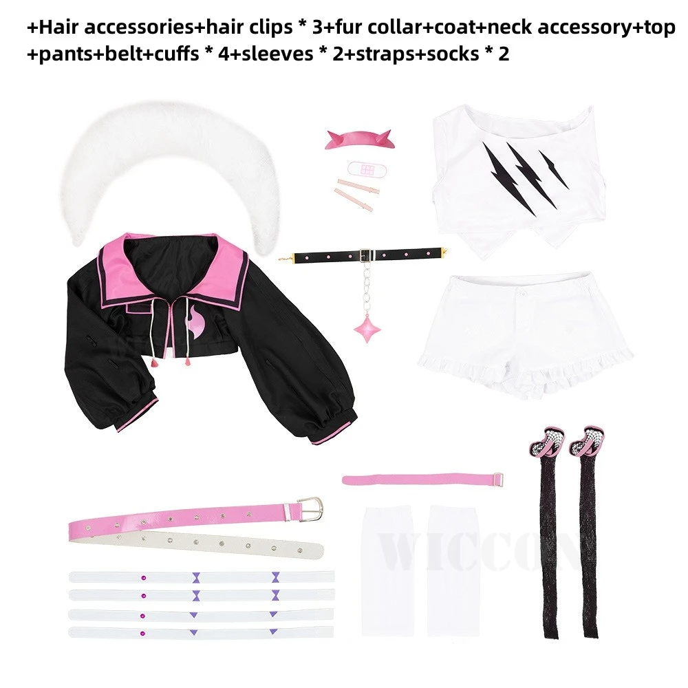 Anime Virtual YouTuber Mococo Abyssgard Cosplay Costume Wig Jacket Complete Woman Sexy Carnival Suit