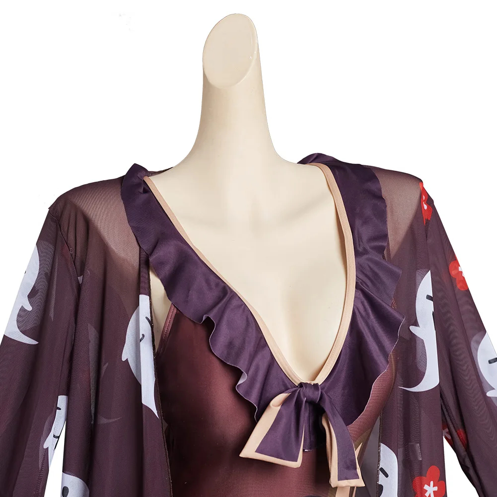 Genshin Impact Hu Tao Cosplay Costume Jumpsuit Swimwear Cloak Outfits Halloween Carnival Suit