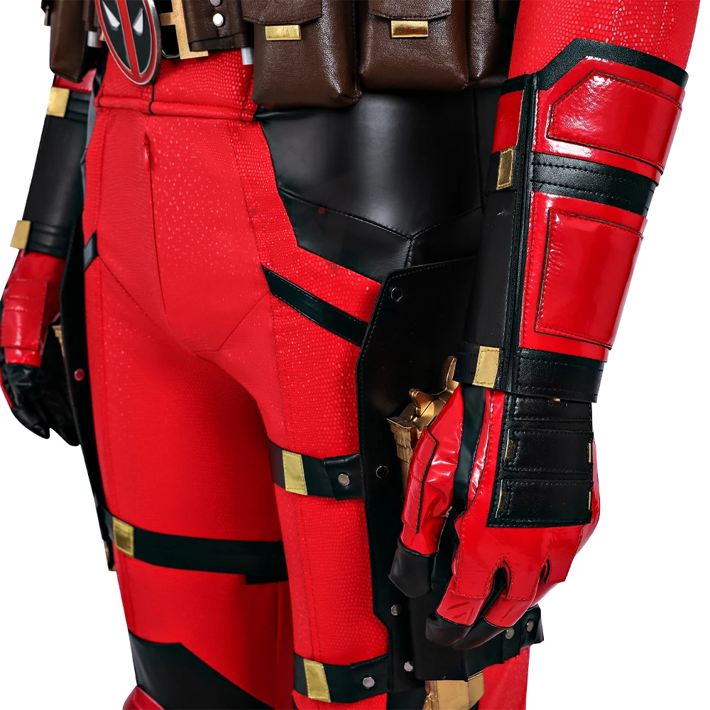 Marvel Movies Wolverineng Cosplay Costume Accessories Red Deadpool Jumpsuit 