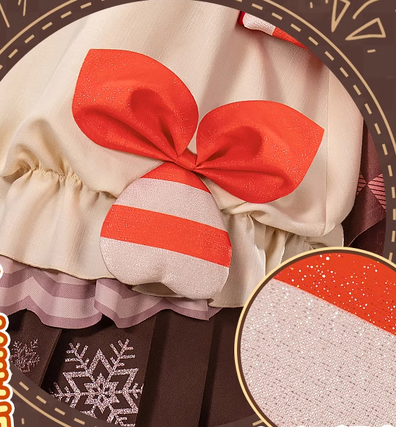 Hatsune Miku Snow Japanese Style Cosplay Costume Top and Skirt with Apron and Hair Accessories