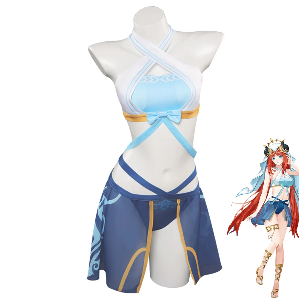 Genshin Impact Yae Miko Nilou Cosplay Costume Swimsuit Outfits Halloween Carnival Party Female Role Swimswear Suit