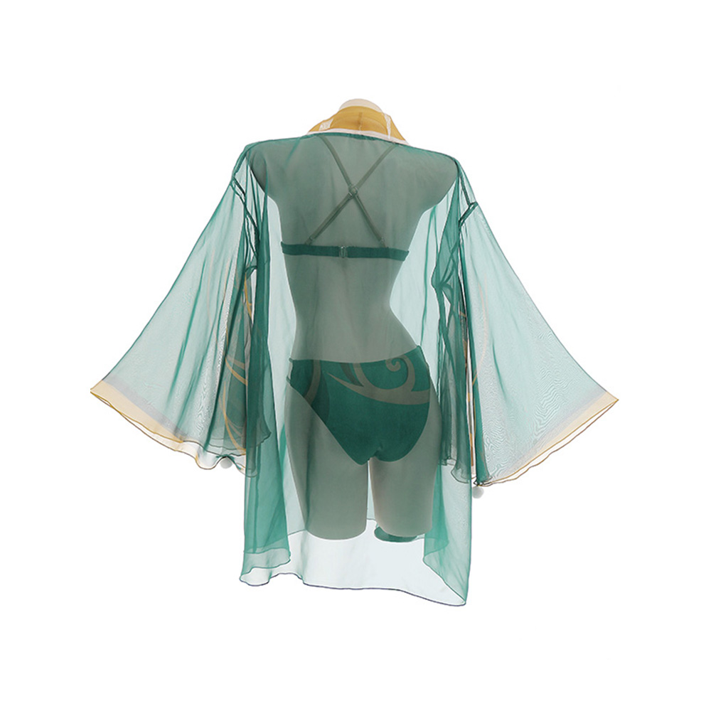 Anime New Skin Swimsuit Bikini With Kimono Cover Up Women Venti Hutao Cosplay Swimwear 