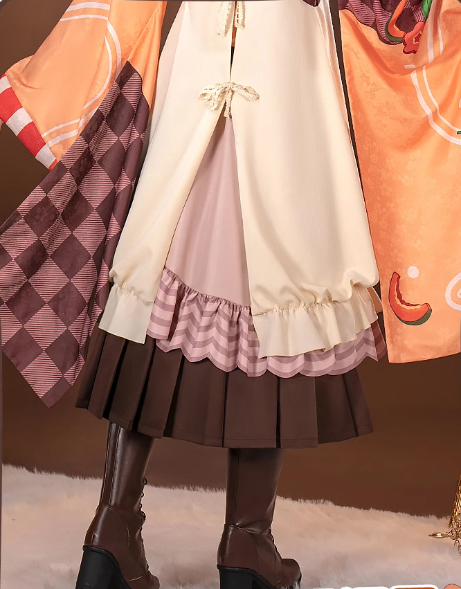 Hatsune Miku Snow Japanese Style Cosplay Costume Top and Skirt with Apron and Hair Accessories