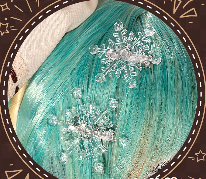 Hatsune Miku Snow Japanese Style Cosplay Costume Top and Skirt with Apron and Hair Accessories