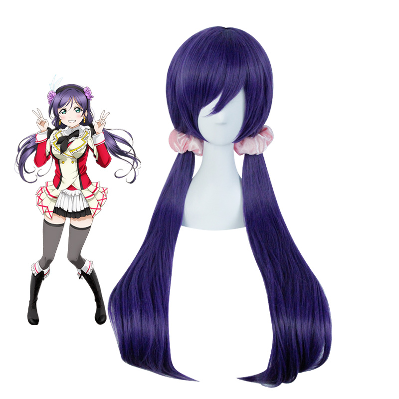 Anime LoveLive! Tojo Nozomi Long Dark Purple Cosplay Wigs