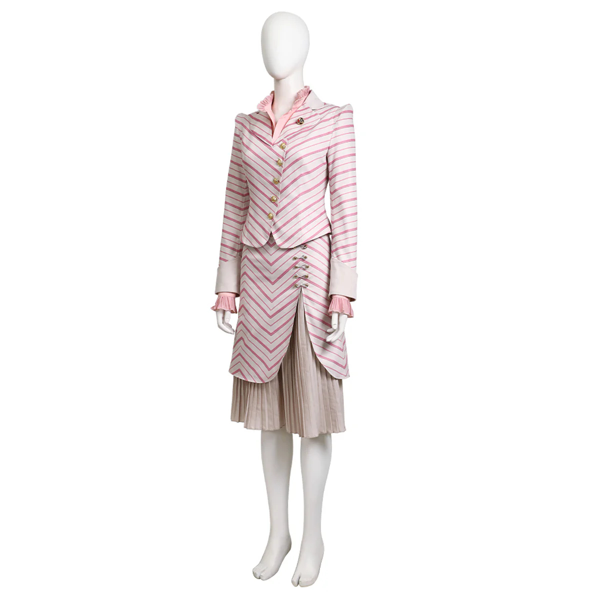 Wicked (2024) Glinda Pinstripe Suit Cosplay Costume