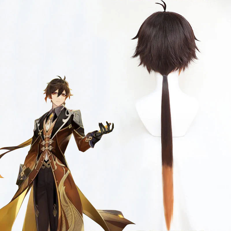 Genshin Impact Zhongli Brown Cosplay Wig
