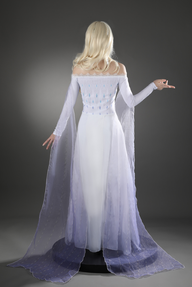 Movie Frozen 2 Princess Elsa Queen Ice Blue Cosplay Costume Dress Gown4559