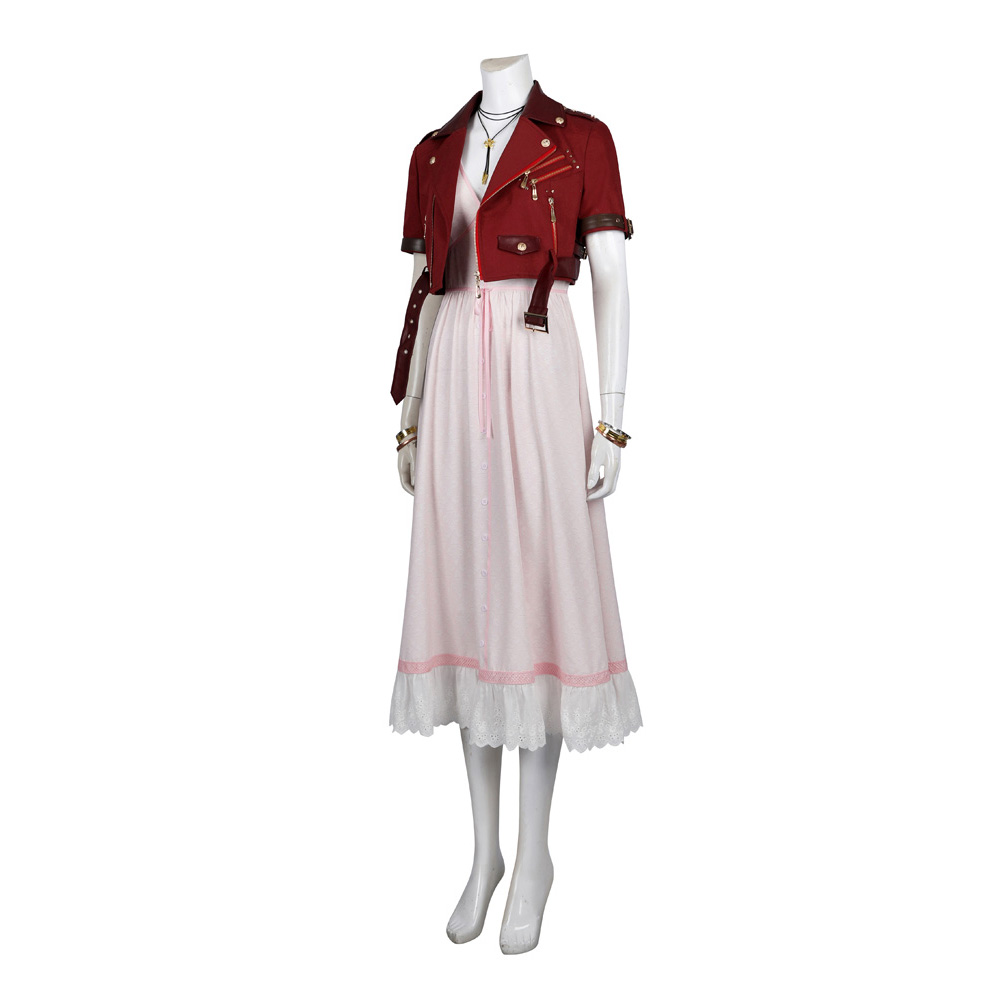 Final Fantasy VII Rebirth Aerith Gainsborough Cosplay Costume Coat Dress Boots