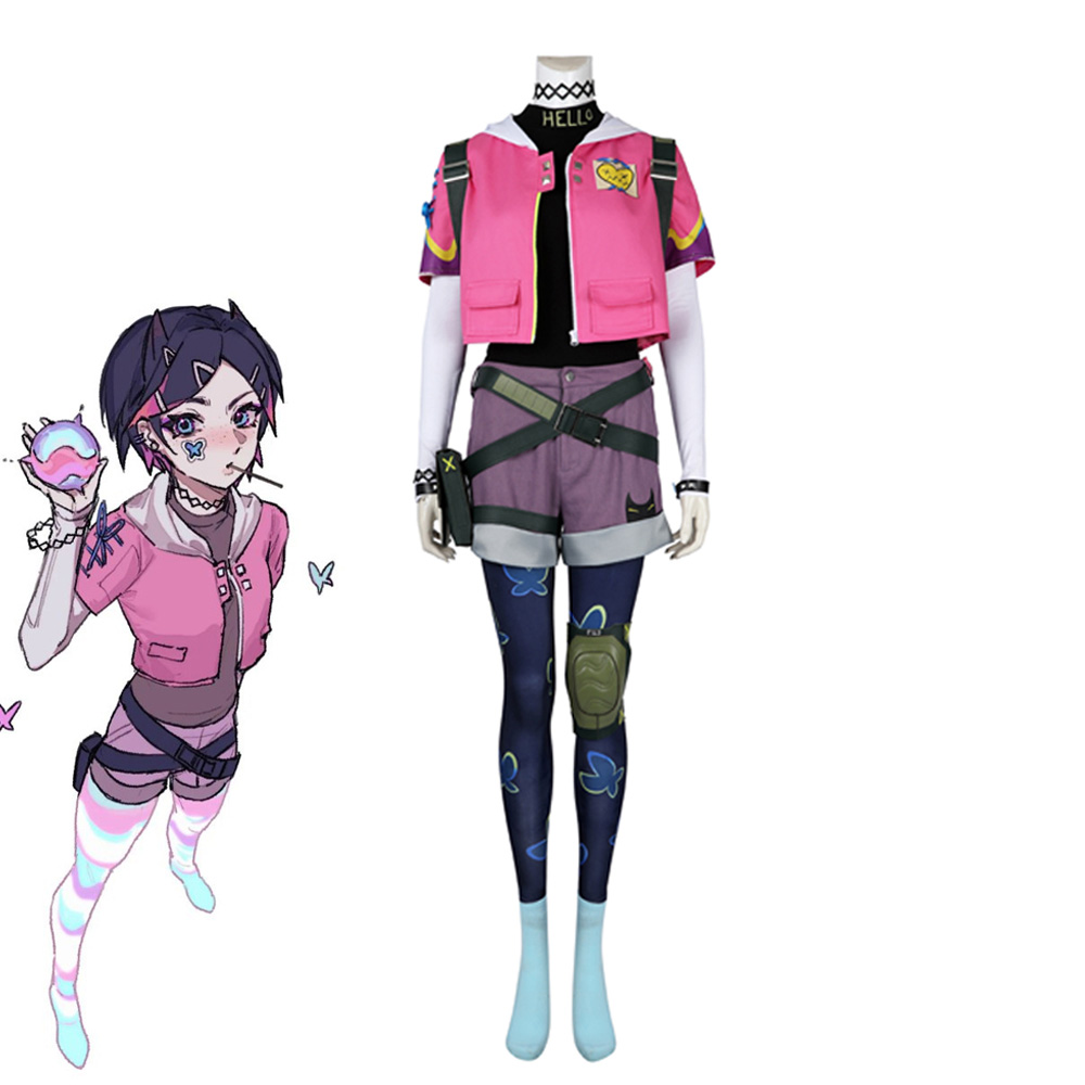 VALORANT CLOVE Pink Cosplay Costume With Backpack