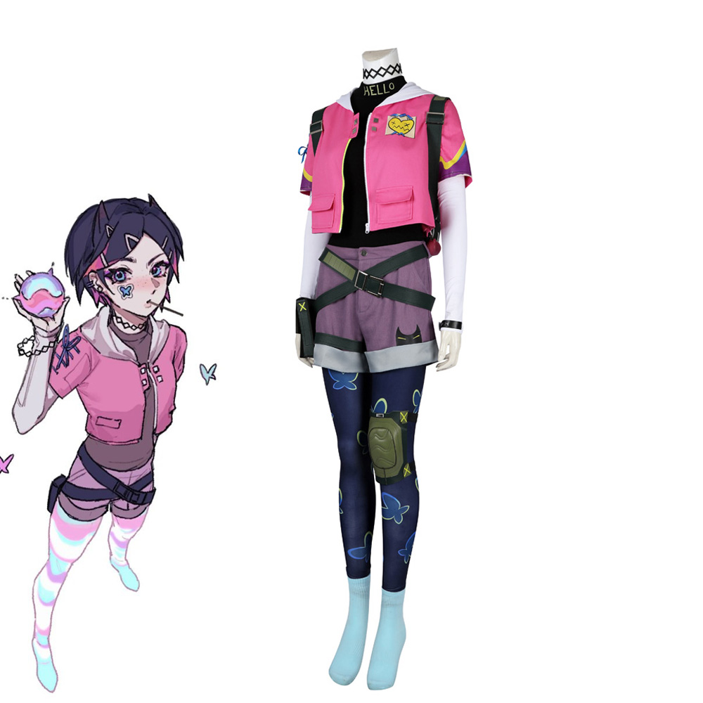 VALORANT CLOVE Pink Cosplay Costume With Backpack
