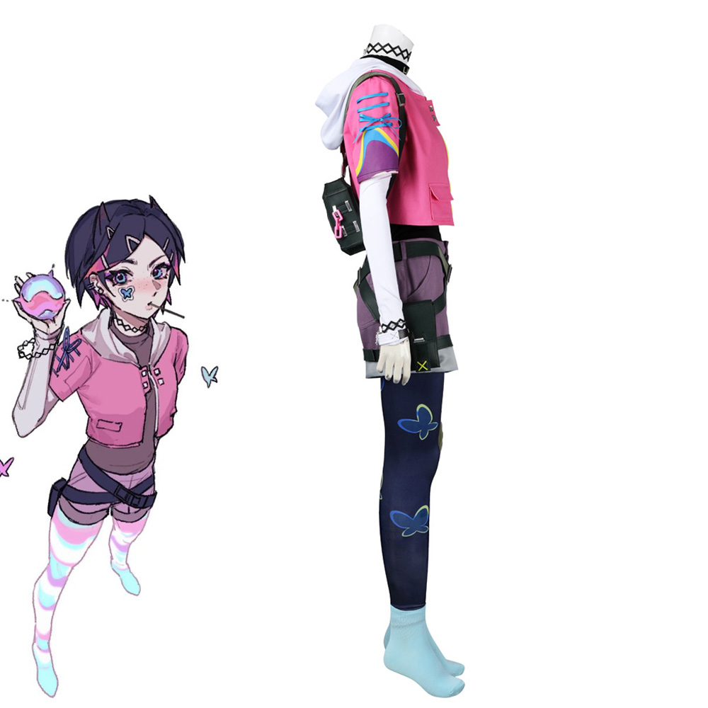 VALORANT CLOVE Pink Cosplay Costume With Backpack