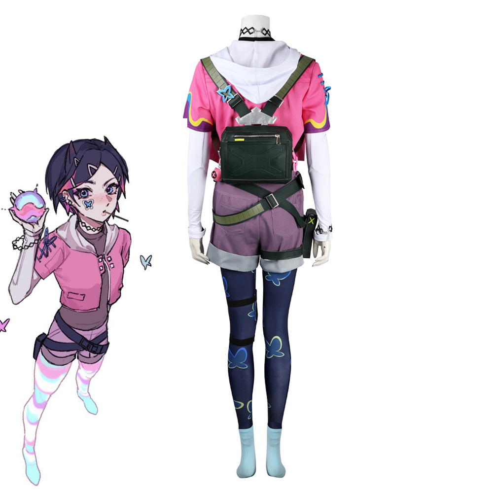 VALORANT CLOVE Pink Cosplay Costume With Backpack
