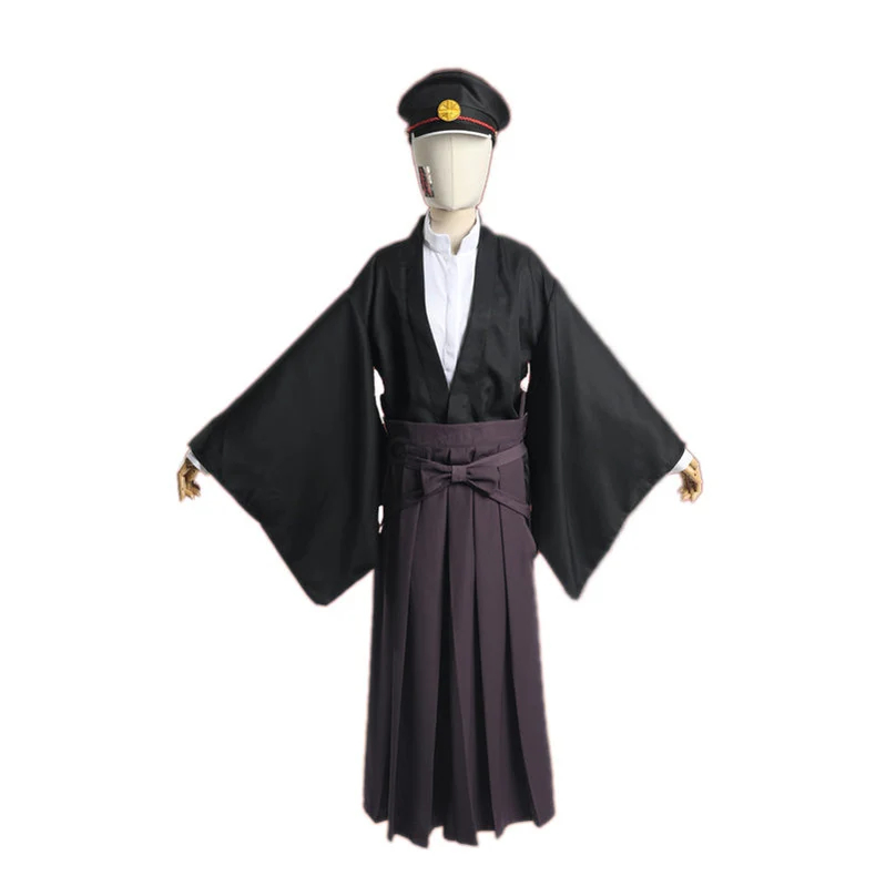 Anime TBHK Toilet-bound Hanako-kun Yugi Tsukasa Kimono Uniform Cosplay Costume with Hat