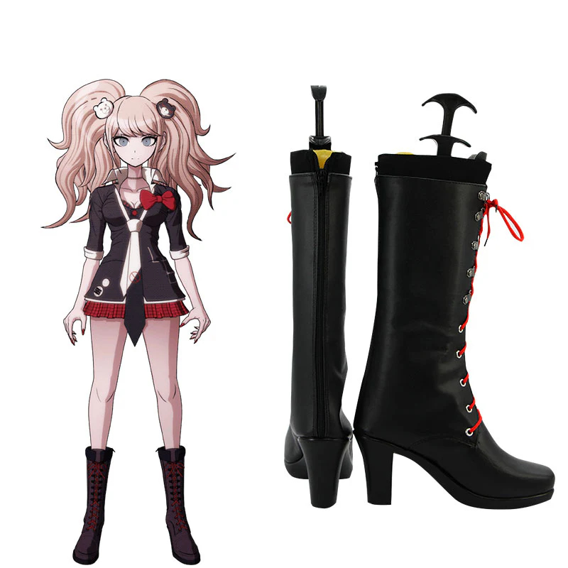 Danganronpa Dangan Ronpa : Trigger Happy Havoc Junko Enoshima Black Shoes Cosplay Boots