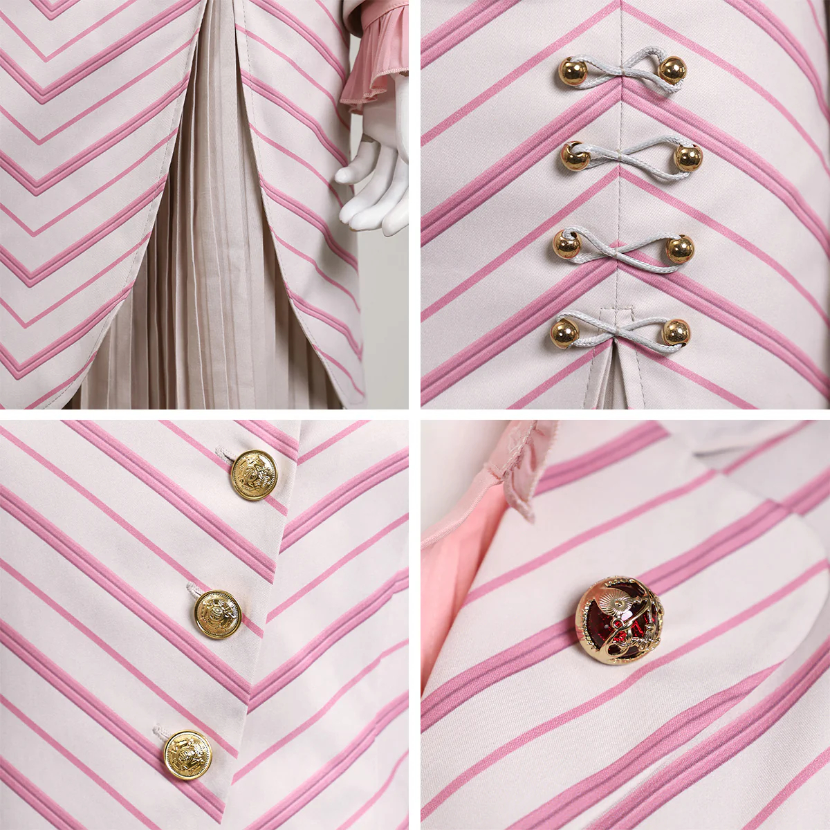 Wicked (2024) Glinda Pinstripe Suit Cosplay Costume