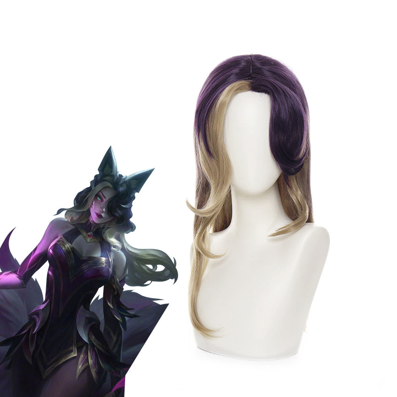 Game LOL Coven Ahri Purple Blonde Long Cosplay Wigs