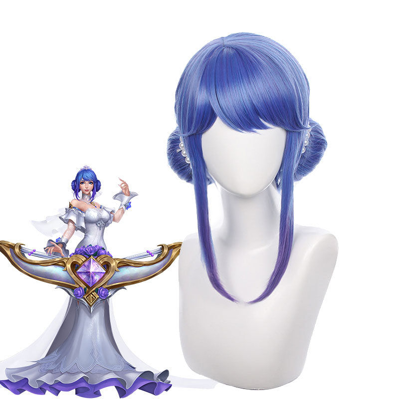 Game LOL Crystal Rose Sona Blue Cosplay Wigs