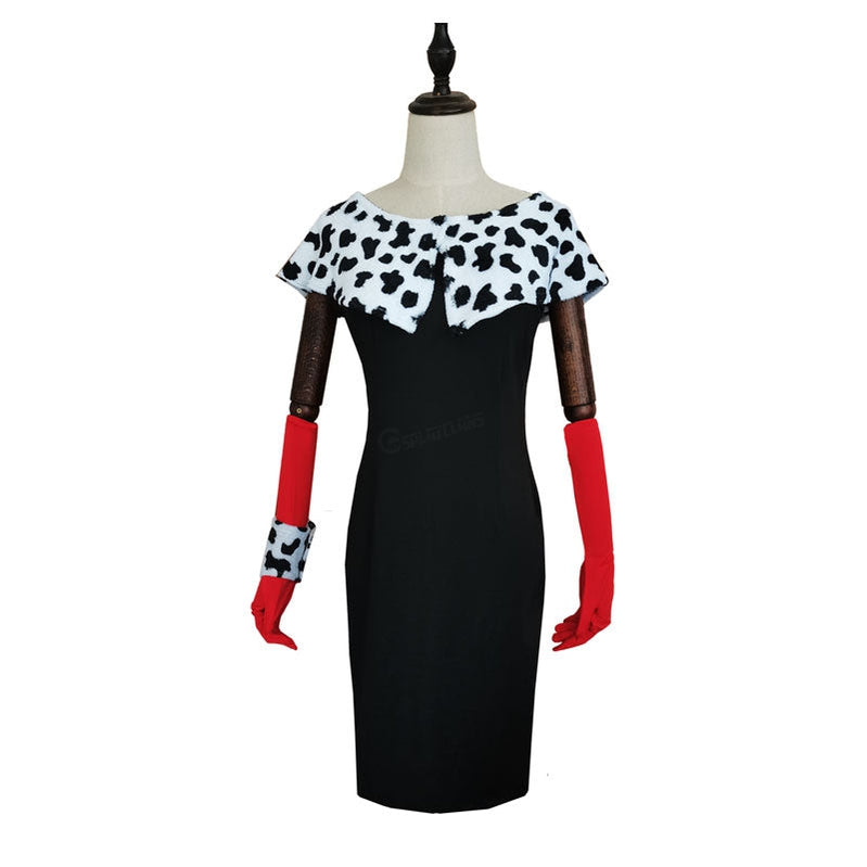 Movie Cruella De Vil Dalmatian Outfits Halloween Cosplay Costumes