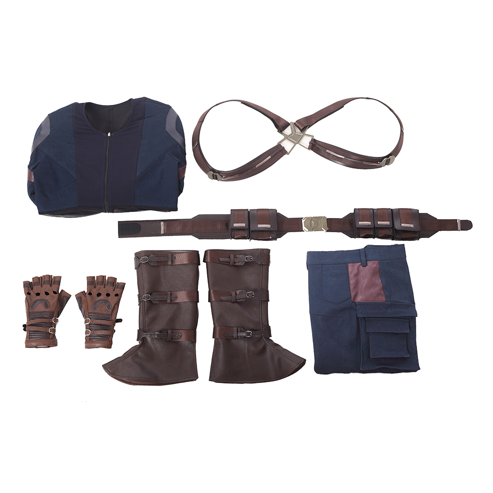 Marvel Movie Avengers Infinity War Captain America Steve Rogers Blue Battle Suit Halloween Cosplay Costume Full Set M20180193