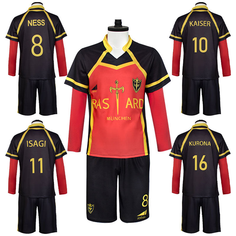 Anime Blue Lock Yoichi Isagi Jerseys Black Cosplay Costumes