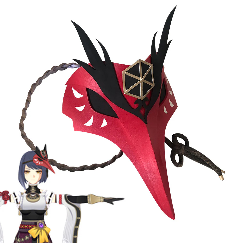 Genshin Impact Kujou Sara Copricapo Maschera Accessorio Cosplay Prop