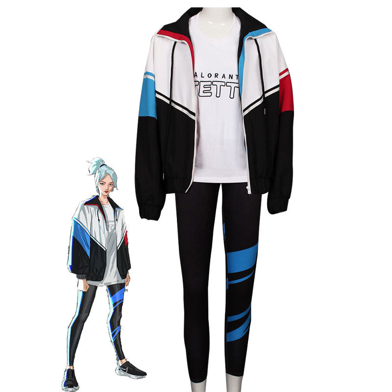 Valorant Jett White Black Coat Cosplay Costume