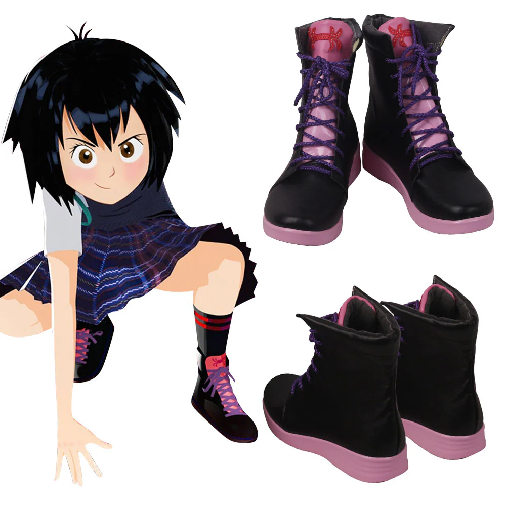 Spiderman Spider-Man: Into The Spider-Verse Peni Parker Black Cosplay Shoes